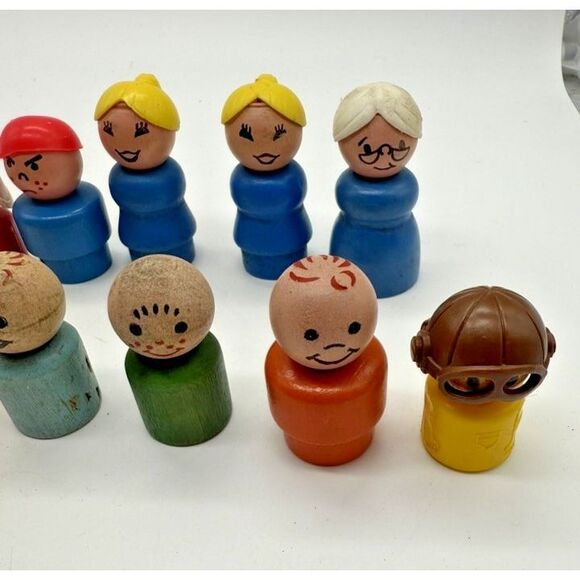 Vintage Fisher Price Little People Lot Wood Plastic Figures 1970s Mixed Set Toys - Picture 2 of 5